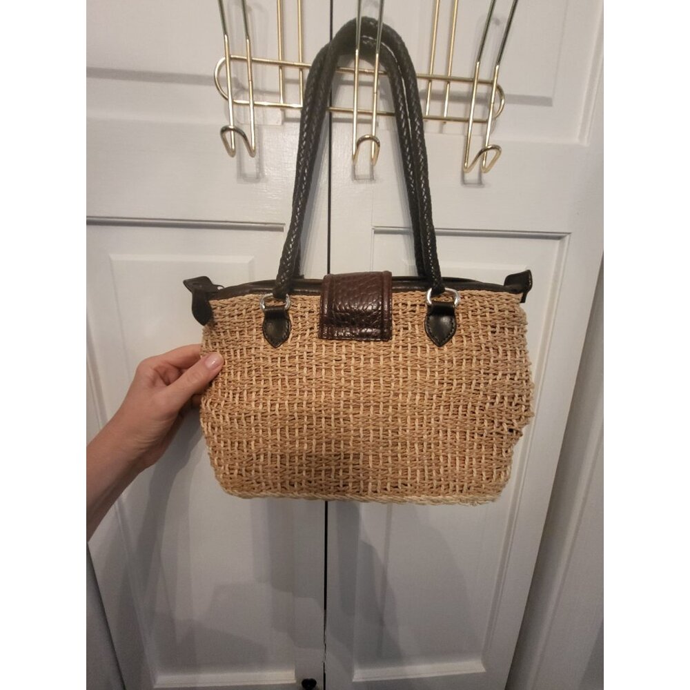 Brighton Straw Bag Double Leather Handles heart Charm Boho Old Money - Picture 2 of 6